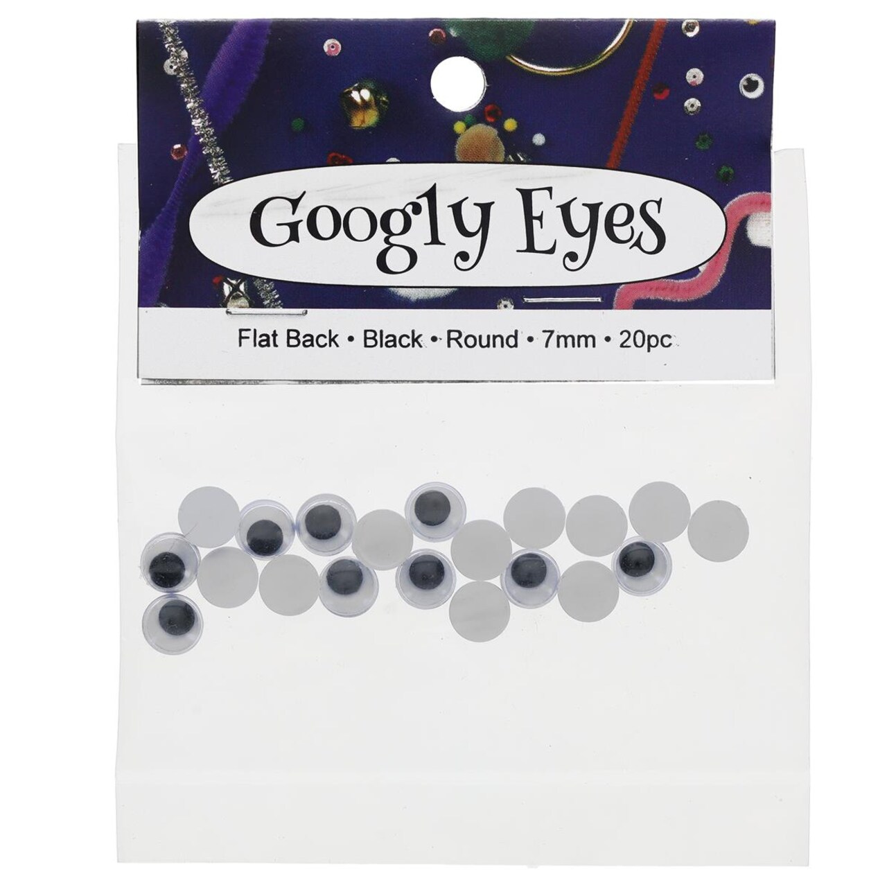 PA Essentials Google Eyes Flat Back Round 7mm Black, 20pcs – Googly Eyes for Crafts, DIY Arts & Crafts, Scrapbooking, Decorations & More